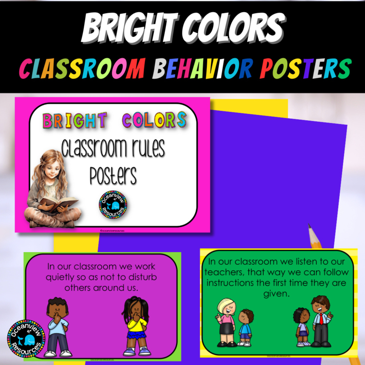 Behavior Posters: BRIGHT COLORS Classroom Management Tools