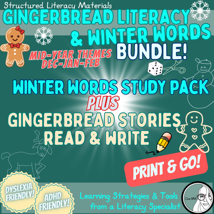 Read & Write Winter Words + Gingerbread Stories | SOR Dyslexia ADHD OG