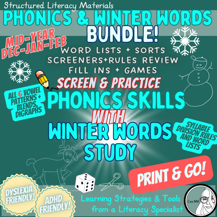 Phonics Learn & Screen | Multi-Level Winter Review | Dyslexia ADHD OG