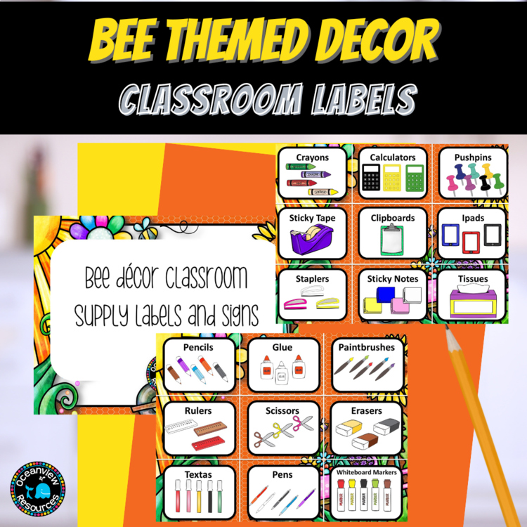 Buzzing Bee Classroom Decor Set: Labels, Bunting & Templates