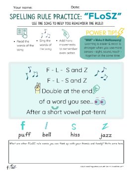 FLoSZ FLoSS Spelling Rule Song! FREE! Sing to Learn | ADHD Dyslexia OG SoR, image 2