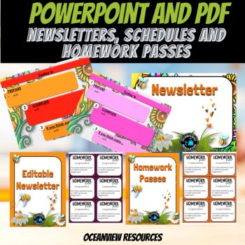 Bee-Themed Pack: Newsletters, Homework Passes, and Daily Schedules, image 2