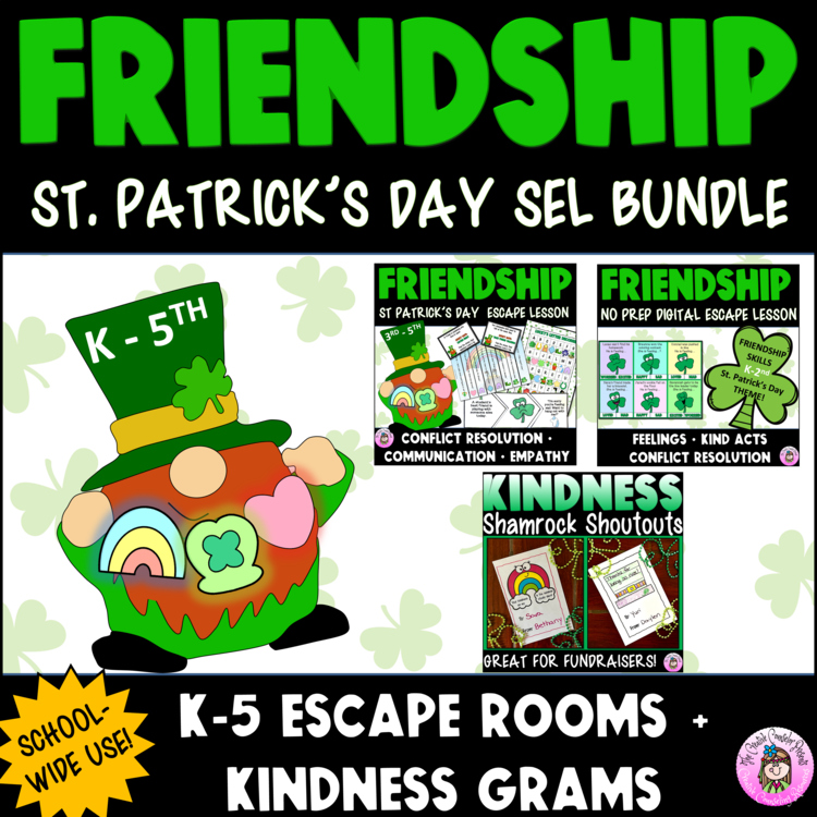 St Patricks Day Leprechaun Friendship Escape Room SEL Lesson Kindness Grams Note