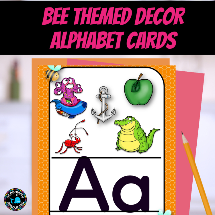Bumble Bee Theme Alphabet Cards- huge pack. Décor Pack