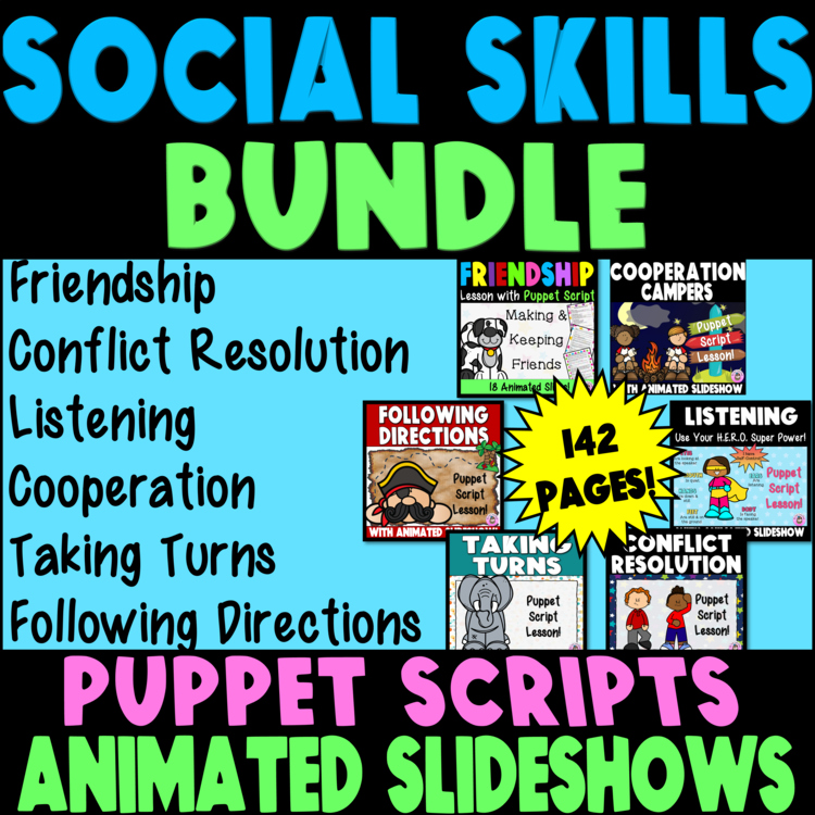 Social Skills Puppet Lesson Friendship Listening Cooperation Conflict Resolution