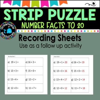 Number Facts to 20: Self-Correcting Cut and Paste Activity, image 4