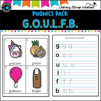 Phonics Bingo, peg cards, write the room, word match, worksheets G O U L F B, image 4