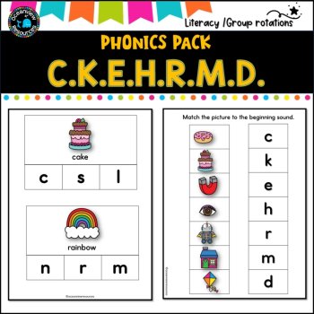 Phonics Bingo, peg cards, write the room, word match, worksheets C K E H R M D, image 3