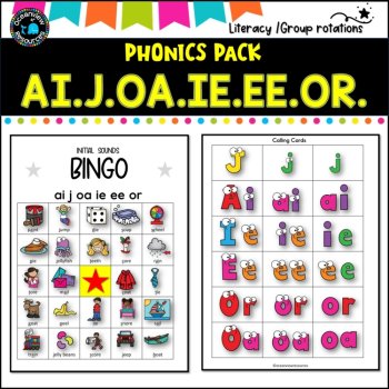Phonics Bingo, peg cards, write the room, word match,worksheets AI J IE UE EE OR, image 2