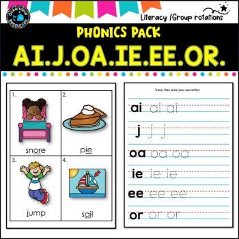 Phonics Bingo, peg cards, write the room, word match,worksheets AI J IE UE EE OR, image 4