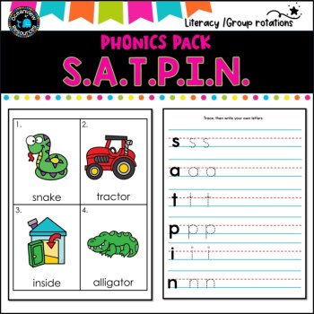 Phonics Bingo, peg cards, write the room, word match, worksheets S A T P I N, image 4