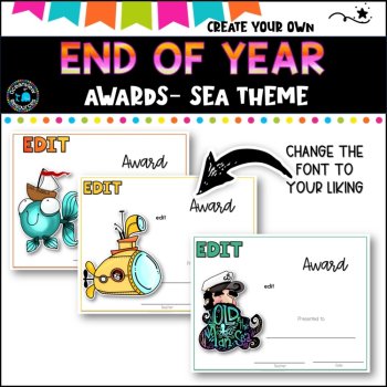 CREATE YOUR OWN -End of Year Awards- FUN Sea Themed k-6, image 2