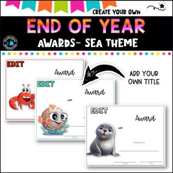CREATE YOUR OWN -End of Year Awards- FUN Sea Themed k-6, image 3