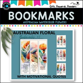 AUSTRALIAN -flowers watercolour bookmark version 2 with inspirational quotes, image 2