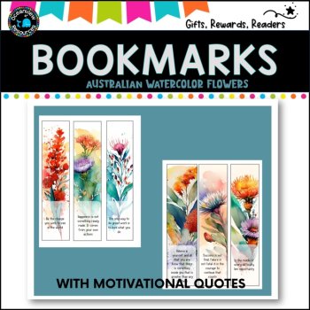 AUSTRALIAN -flowers watercolour bookmark version 2 with inspirational quotes, image 3