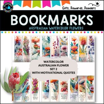 AUSTRALIAN -flowers watercolour bookmark version 2 with inspirational quotes, image 4