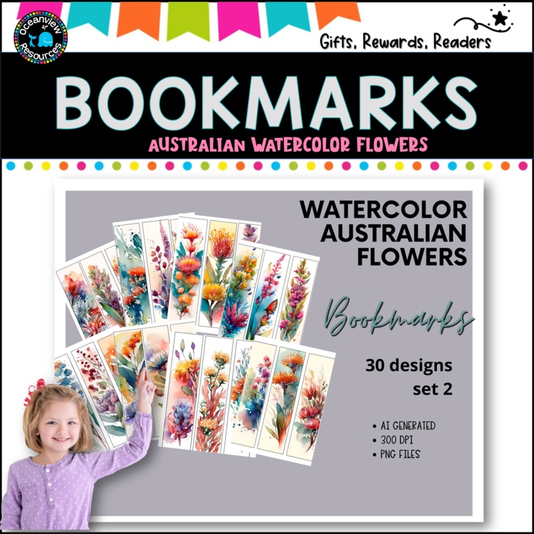 AUSTRALIAN -flowers watercolour bookmark version 2 (no quotes)