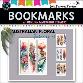 AUSTRALIAN -flowers watercolour bookmark version 2 (no quotes), image 2