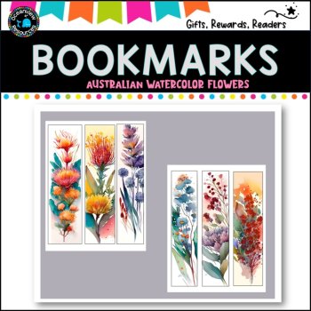 AUSTRALIAN -flowers watercolour bookmark version 2 (no quotes), image 3