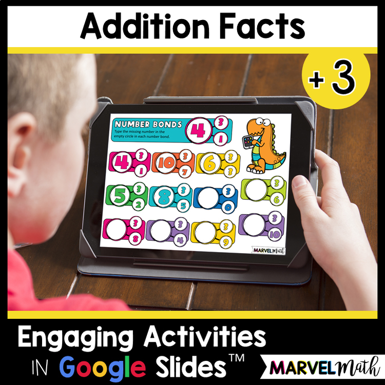 Google Classroom +3 Addition Facts Practice Slides - Digital Math Station