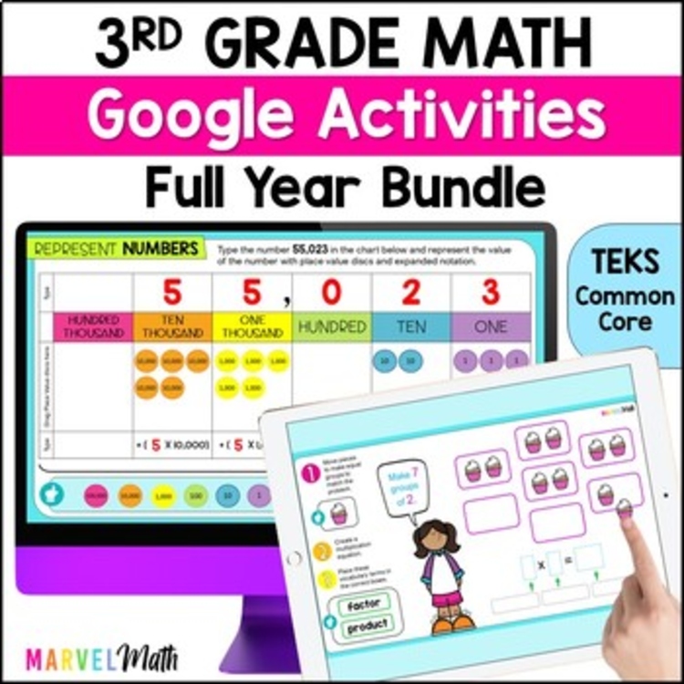 3rd Grade Math TEKS and Common Core Full Year Digital Resources - Google Slides