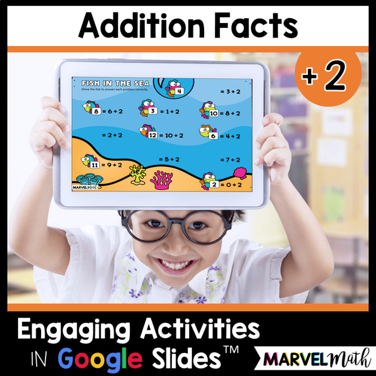 Google Classroom +2 Addition Facts Practice Slides - Digital Math Stations