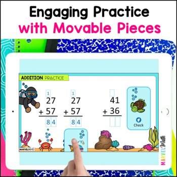 2 Digit Addition with Regrouping - Digital Math Activities Bundle Google Slides, image 3