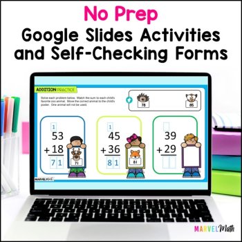 2 Digit Addition with Regrouping - Digital Math Activities Bundle Google Slides, image 4