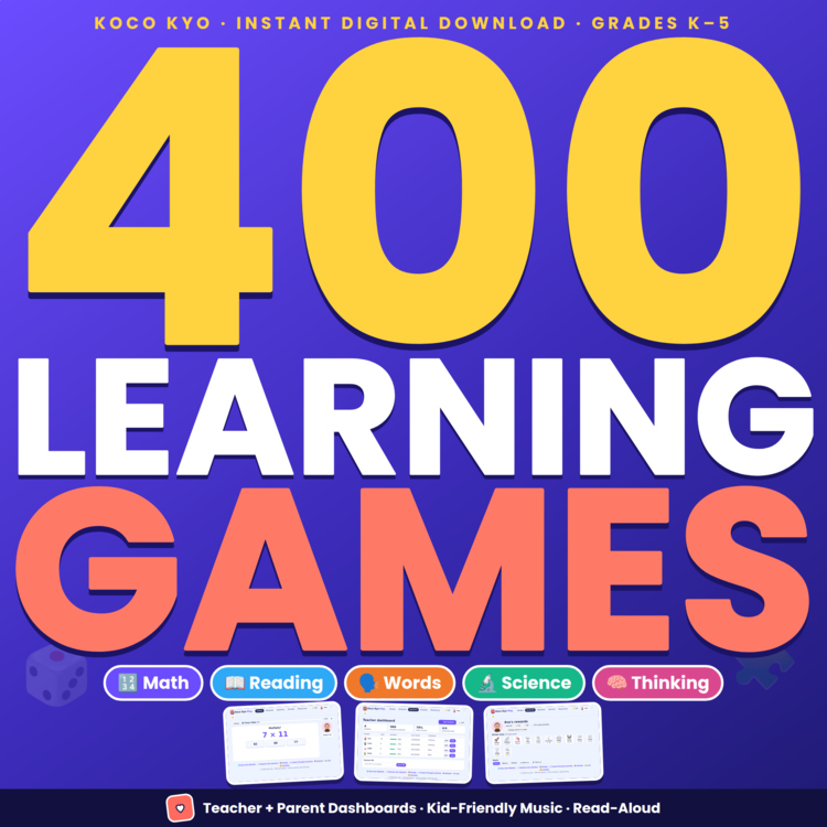 400 Learning Games K-5 | Math, Reading, Science | Teacher & Parent Dashboards