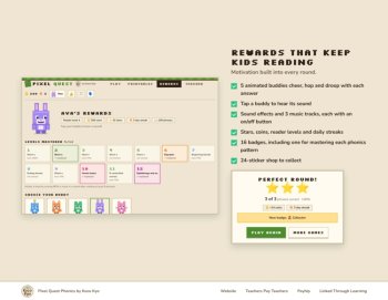 K-2 Pixel Quest Phonics Games and Pintable's, Block Game Style Reading Fluency, image 2