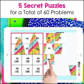 2 Digit Addition with Regrouping #5 - Secret Pictures - Digital Math Station, image 3
