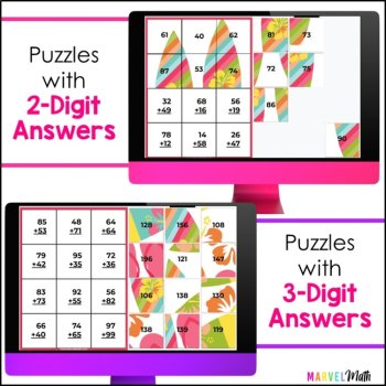 2 Digit Addition with Regrouping #5 - Secret Pictures - Digital Math Station, image 4
