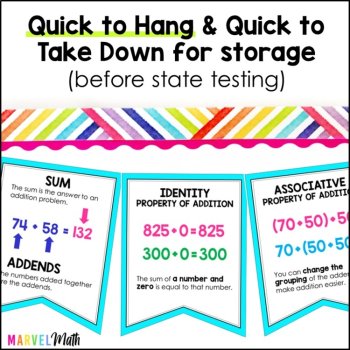 3rd Grade Math Word Wall Bundle - Vocabulary Bunting - Texas TEKS, image 2