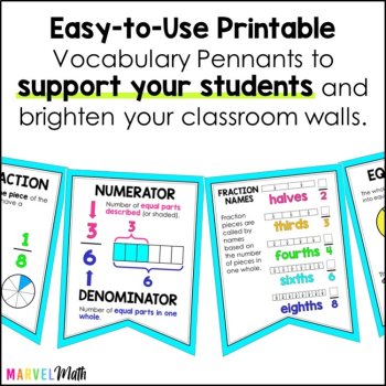3rd Grade Math Word Wall Bundle - Vocabulary Bunting - Texas TEKS, image 3