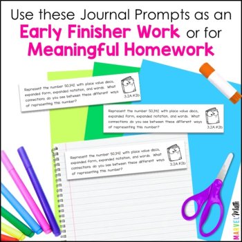 NO PREP Math Journal Prompts for 3rd Grade Place Value TEKS 3.2A 3.2B 3.2C 3.2D, image 2