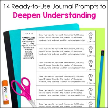 NO PREP Math Journal Prompts for 3rd Grade Place Value TEKS 3.2A 3.2B 3.2C 3.2D, image 3