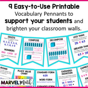 3rd Grade Place Value Word Wall - Print and Digital - Math Vocabulary, image 2