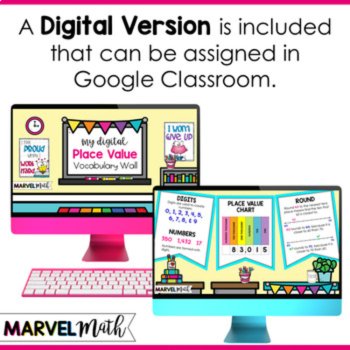 3rd Grade Place Value Word Wall - Print and Digital - Math Vocabulary, image 3