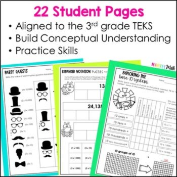 3rd Grade Place Value TEKS Worksheets  3.2A  3.2B  3.2C  3.2D, image 2