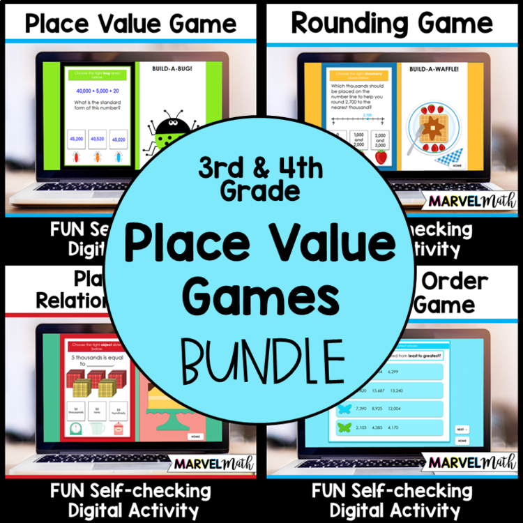 3rd and 4th Grade Digital Place Value Games Bundle