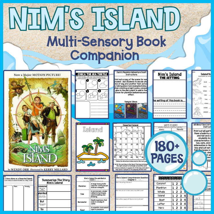 Nim's Island Multi-Sensory Book Companion: Vocab, Clay, Art, Writing, Spelling