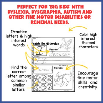 Learning Letters Cursive Pokémon Themed: Handwriting, Spelling, Tracing Letters, image 3