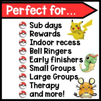Traditional Bingo: Pokémon Themed: Perfect for Sub days, Indoor Recess, Parties, image 3
