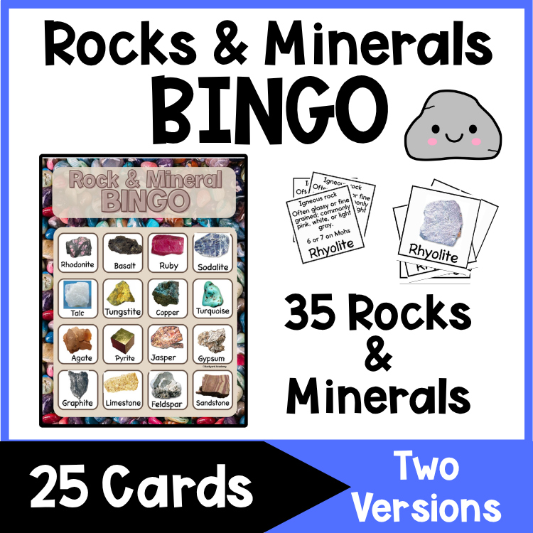 Rock & Mineral Bingo: Two Versions, 35 Rock/Minerals, Perfect for Earth Science