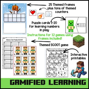 Multi-Sensory Minecraft Math: 10/20 Frames, Games, Printables for Dyscalculia, image 3