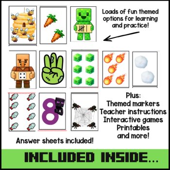 Multi-Sensory Minecraft Math: 10/20 Frames, Games, Printables for Dyscalculia, image 4