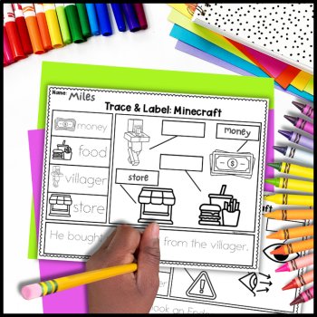Spelling & Handwriting Tracing High Interest Minecraft Printables- No Prep, image 4