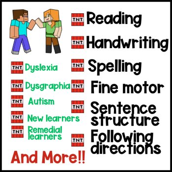Roll a Silly Minecraft Sentence: Handwriting & Spelling for Dyslexia/Dysgraphia, image 3