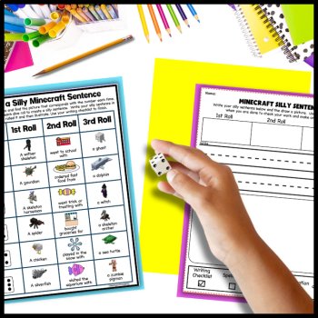 Roll a Silly Minecraft Sentence: Handwriting & Spelling for Dyslexia/Dysgraphia, image 4