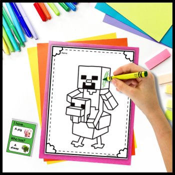 "I Have... Who Has.." Minecraft Game: 2 Versions PLUS Themed Coloring Sheets!, image 4